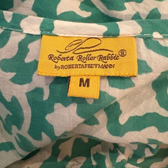 Roberta Roller Rabbit Tunic Shirt Top Green size Medium  100% Cotton - Picture 7 of 8